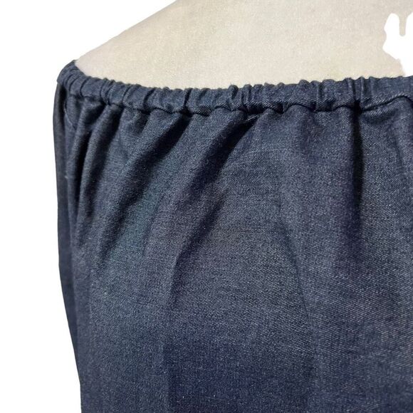 Rag & Bone Mini Dress Off-The-Shoulder Small Dark Blue Chambray - Picture 5 of 14